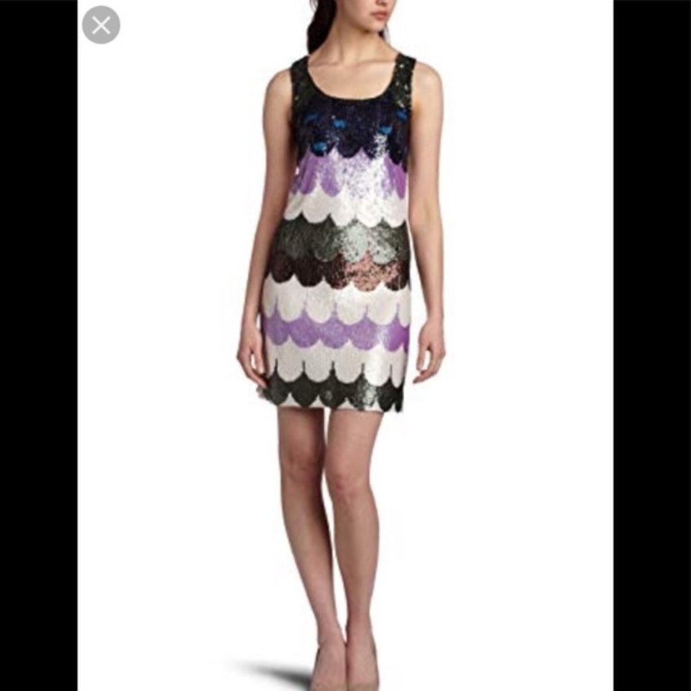 ALLEN SCHWARTZ A.B.S  Sequin New Years Eve Dress Party Shift MINI